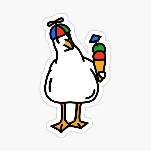 Happy Seagull With Ice Cream Sticker