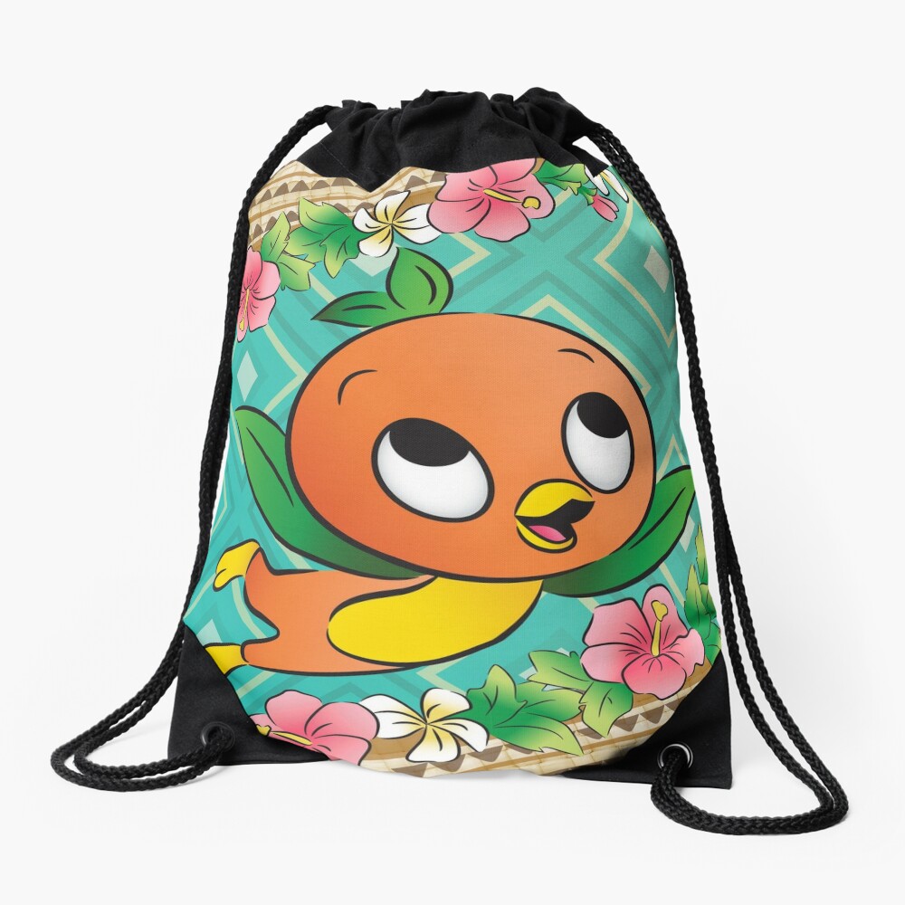 Tropical Turq Orange Bird Drawstring Bag