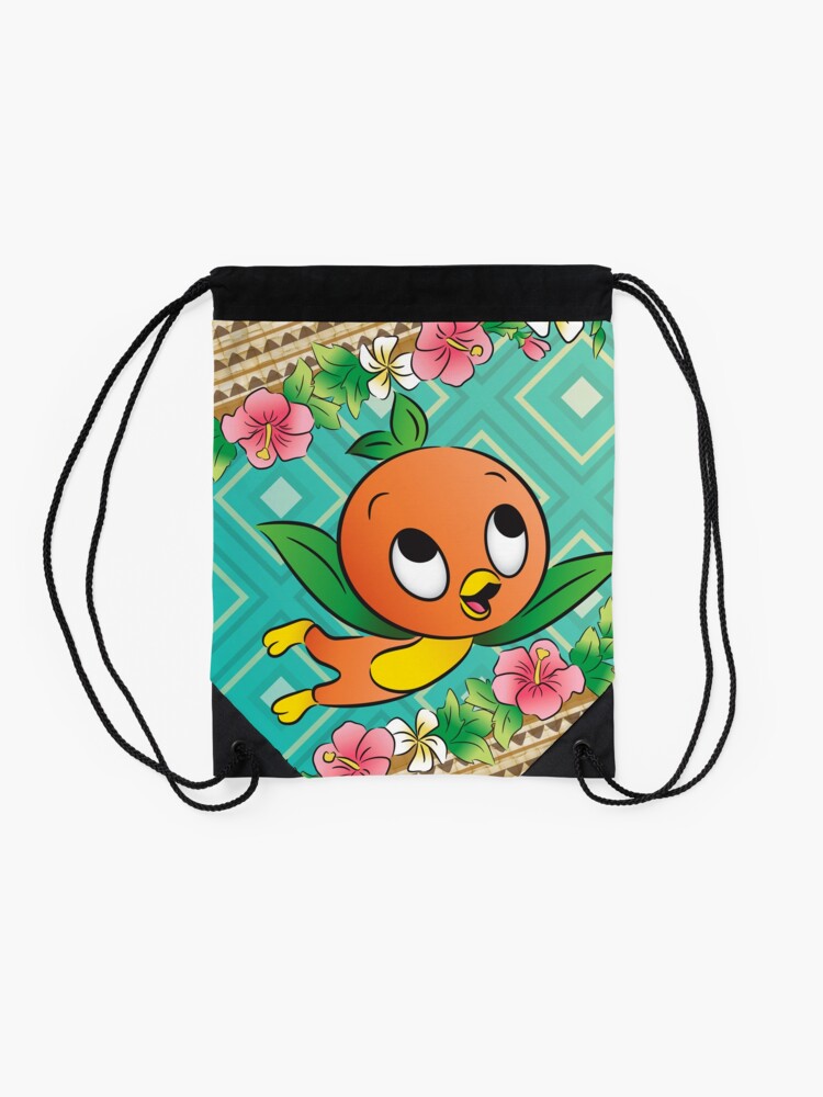 Alternate view of Tropical Turq Orange Bird Drawstring Bag
