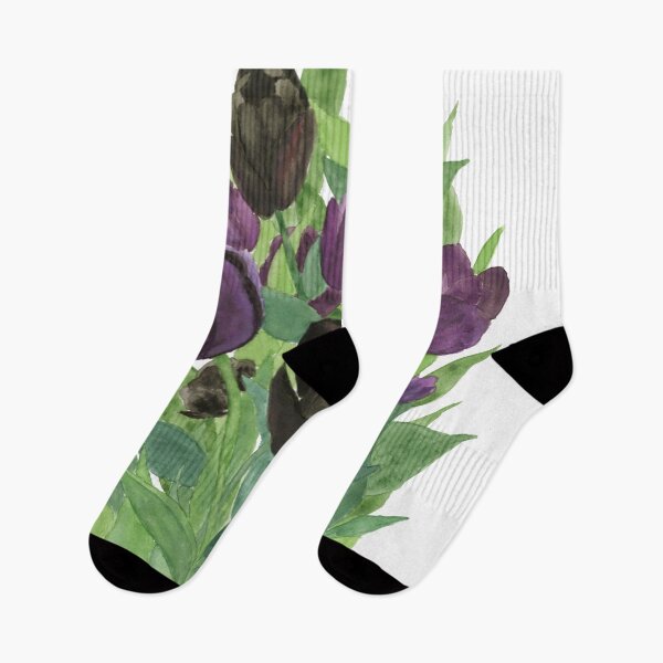 Item preview, Queen of the Night Tulip Print in Watercolor; Purple & Black Tulip Watercolor Painting; designed and sold by Angelina Meyer.