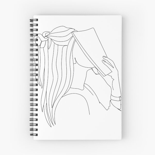 Item preview, Girl with a closed book face.long hair.One line drawing. designed and sold by Nina Velychko.