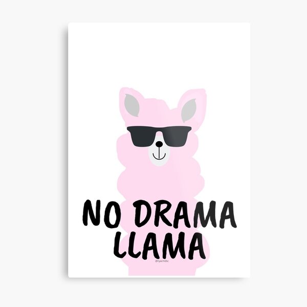 No Drama Llama - Pink Metal Print