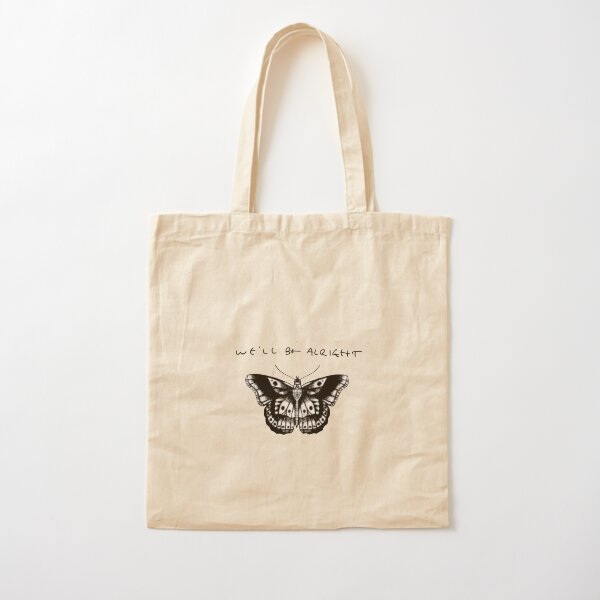 Estaremos bien Harry Styles Handwriting and Butterfly Tattoo Sticker Rosa Bolsa de algodón