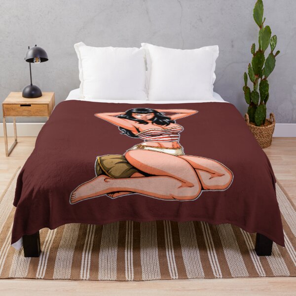 Comic pin up Betty Page Throw Blanket