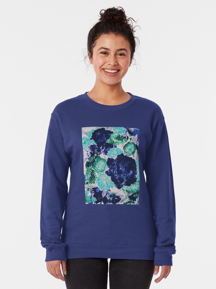 Alternate view of Bouquet in Blue - Floral Art - Flower Lovers Gift Pullover Sweatshirt