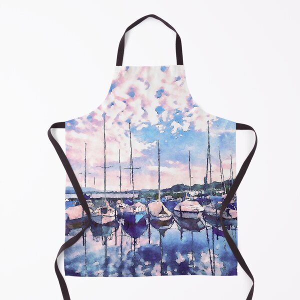 Item preview, Watercolor picture Lake Neuchâtel and sailing boats designed and sold by seunglee.
