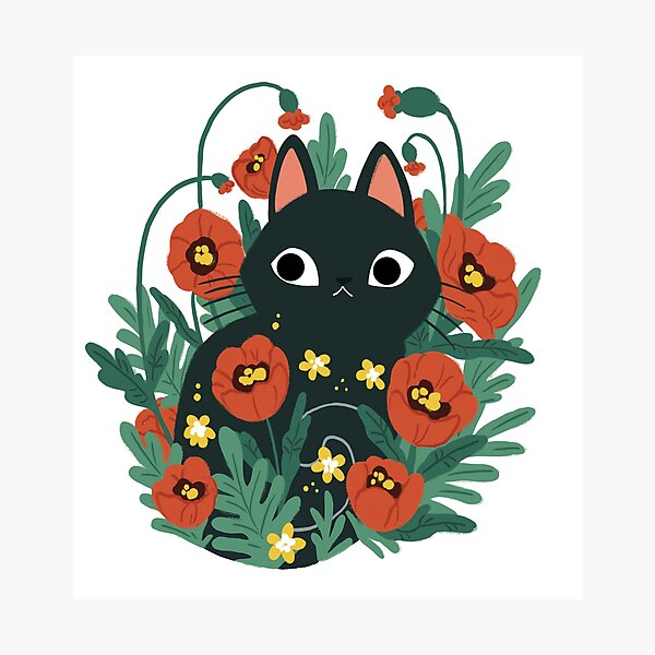 Item preview, Cat in Poppy Flowers  designed and sold by michelledraws.