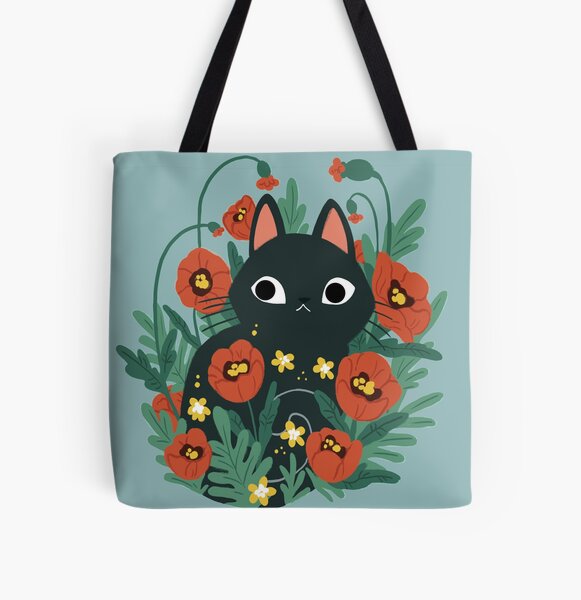 Vista previa del artículo con la obra «Gato entre flores de amapola», diseñado y vendido por michelledraws.