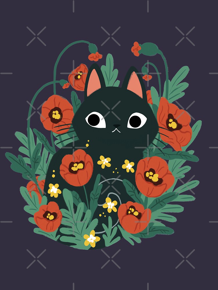 Cat in Poppy Flowers by michelledraws