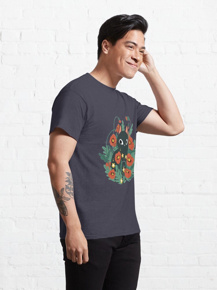 Alternate view of Cat in Poppy Flowers Classic T-Shirt
