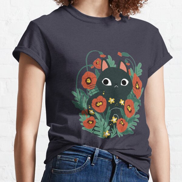 Cat in Poppy Flowers Classic T-Shirt