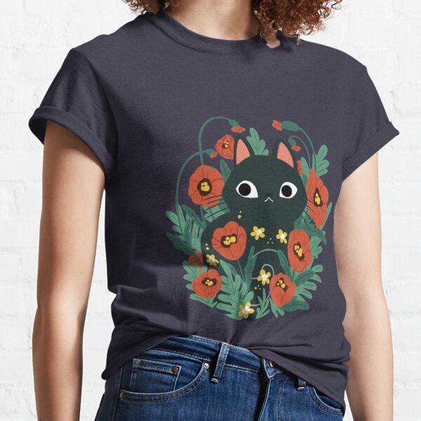 Cat in Poppy Flowers  Classic T-Shirt