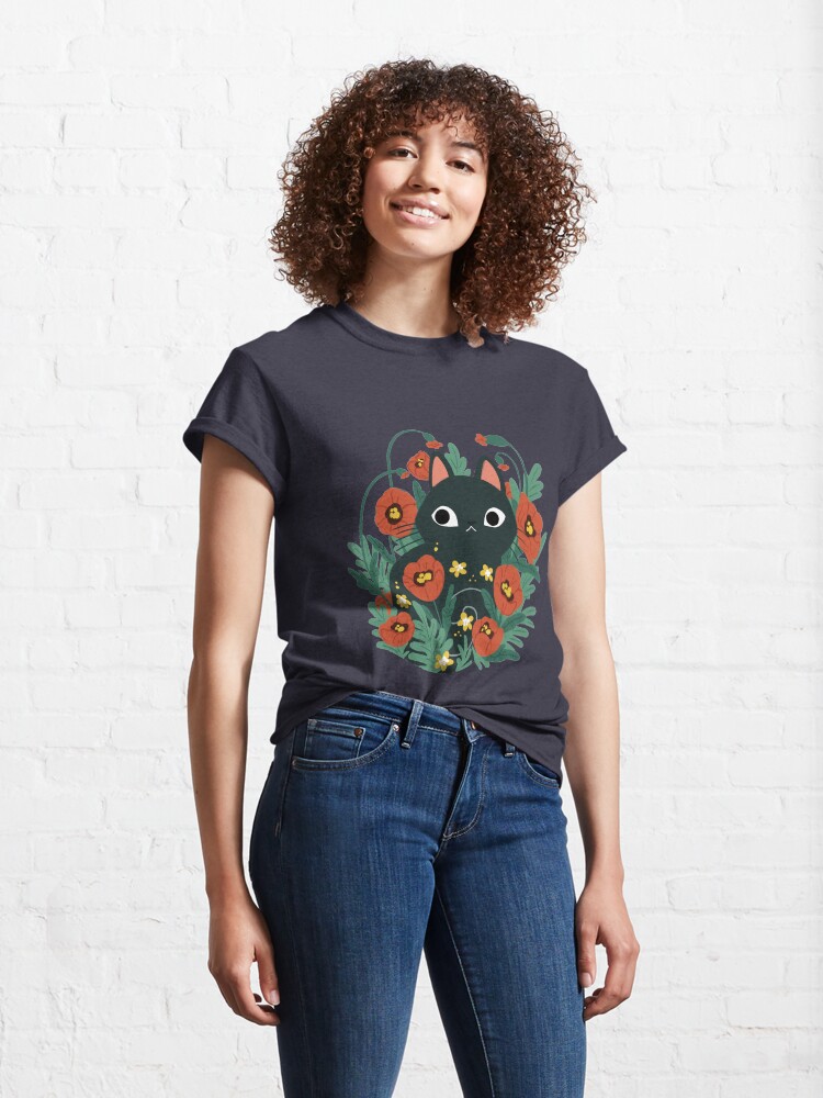 Alternate view of Cat in Poppy Flowers Classic T-Shirt