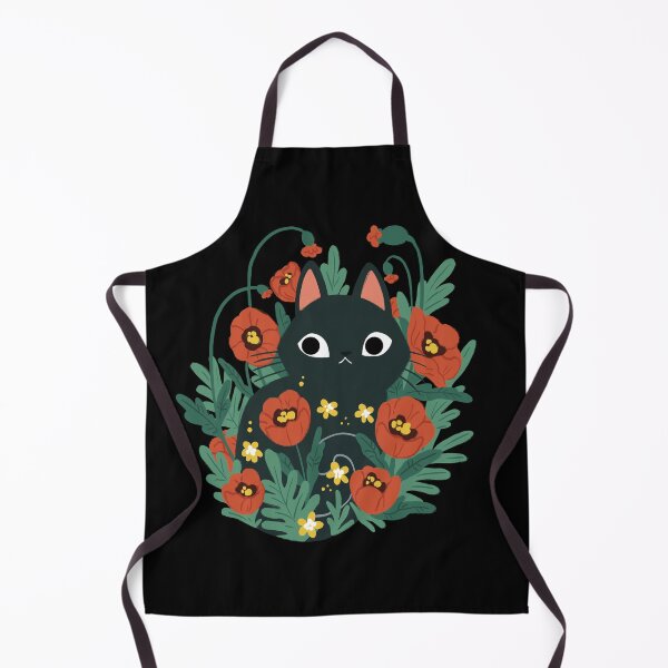 Cat in Poppy Flowers Apron
