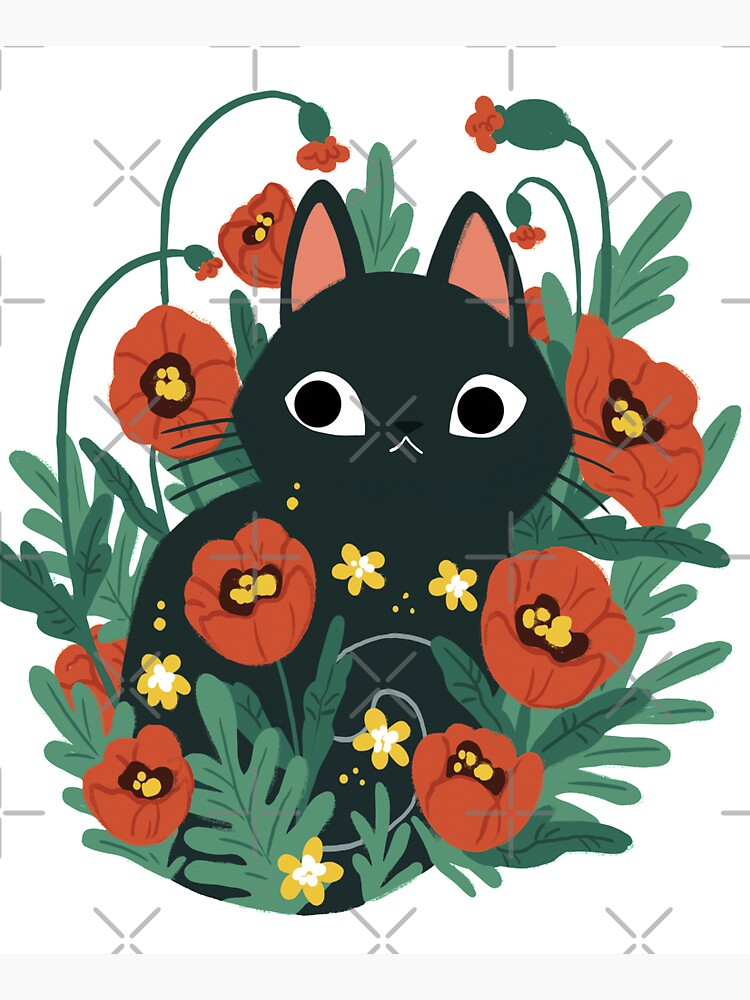 Cat in Poppy Flowers by michelledraws