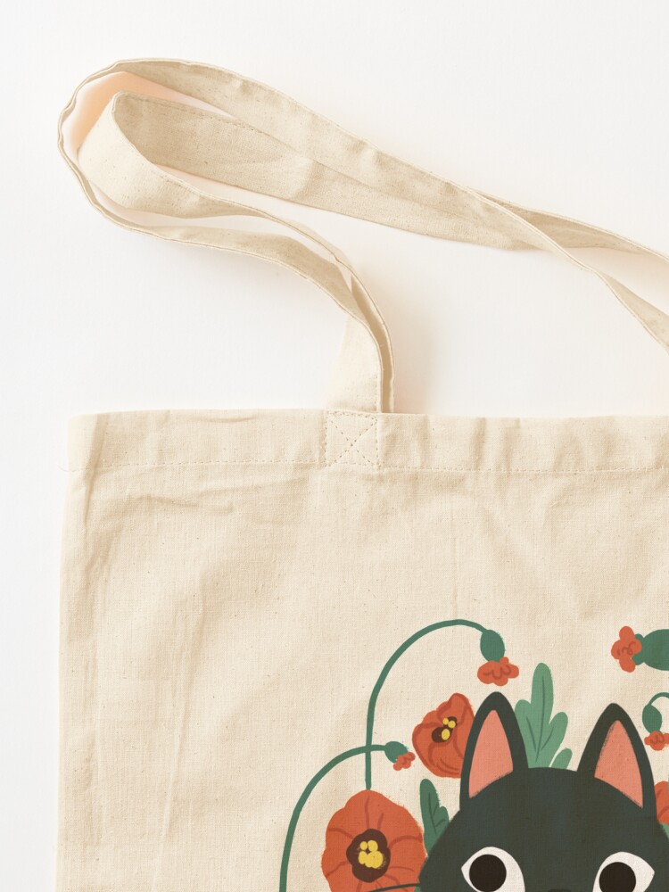 Alternate view of Cat in Poppy Flowers Tote Bag