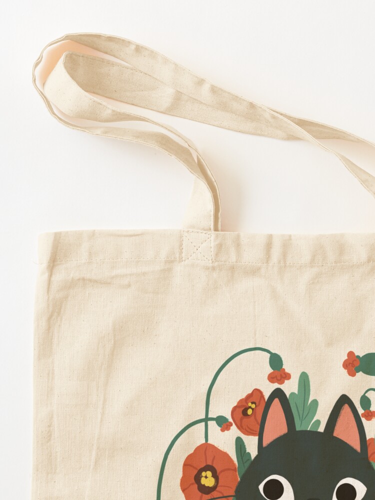 Alternate view of Cat in Poppy Flowers  Tote Bag