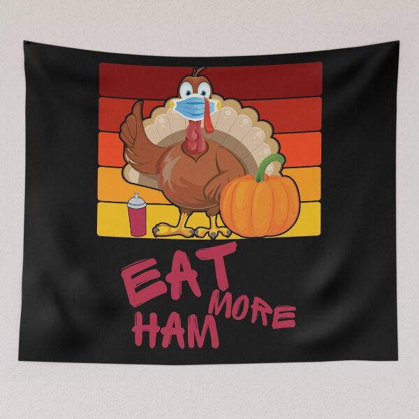 Item preview, Eat More Ham Graffiti Turkey Thanksgiving Funny Retro Sunset Style designed and sold by RKSDesigns.