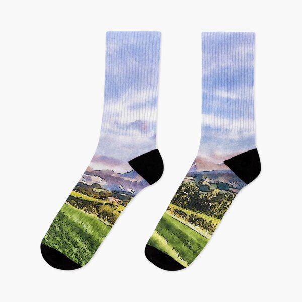 Item preview, Watercolor Schwarzsee Tafers Sense District Mountains designed and sold by seunglee.