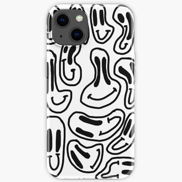 distorted smiley faces (white) iPhone Soft Case