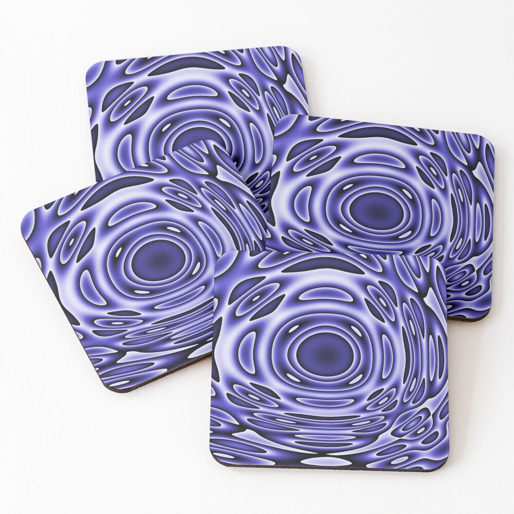 Psychodelia Purple Black and White Groovy Art - Trippy Gift Coasters (Set of 4)