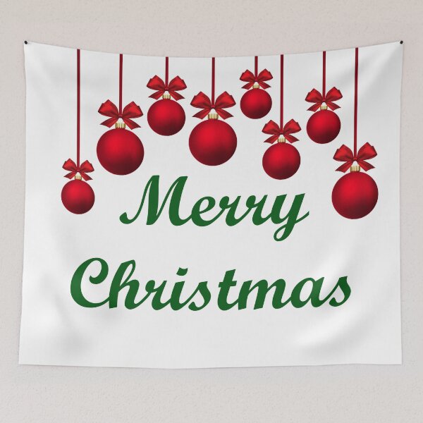 Item preview, Merry Christmas With Hanging Red Ornaments designed and sold by ThingsByJoy.