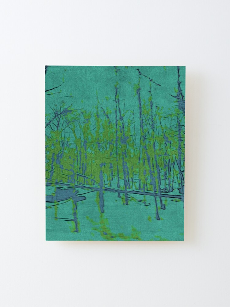 Alternate view of Nature Lovers Gift - Into the Woods - Teal Blue Green Abstract Nature Art Mounted Print