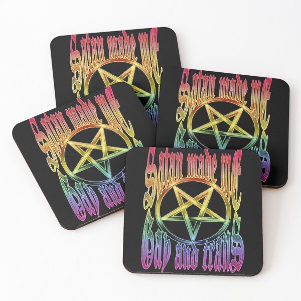 Item preview, Pride Edition "Satan made me gay and trans" fake metal band merch designed and sold by the-Goblin-King.