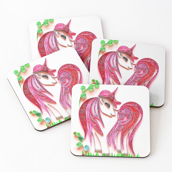Item preview, Unicorn artwork quilled paper (1) Pink Unicorn (THIS IS A PRINT) designed and sold by folkyouall.