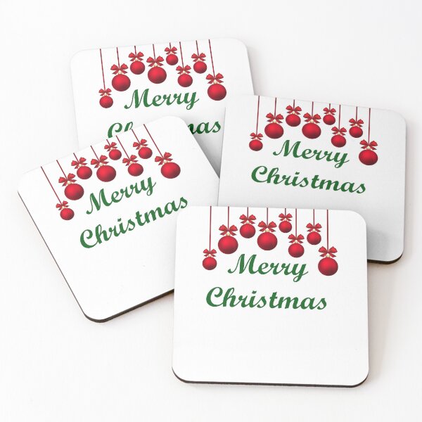 Item preview, Merry Christmas With Hanging Red Ornaments designed and sold by ThingsByJoy.