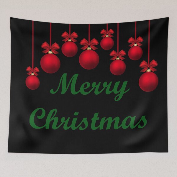 Item preview, Merry Christmas With Hanging Red Ornaments designed and sold by ThingsByJoy.