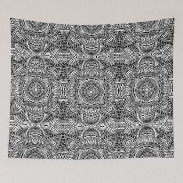 Item preview, Black  floral mandala pattern designed and sold by Giulia  Palazzo.
