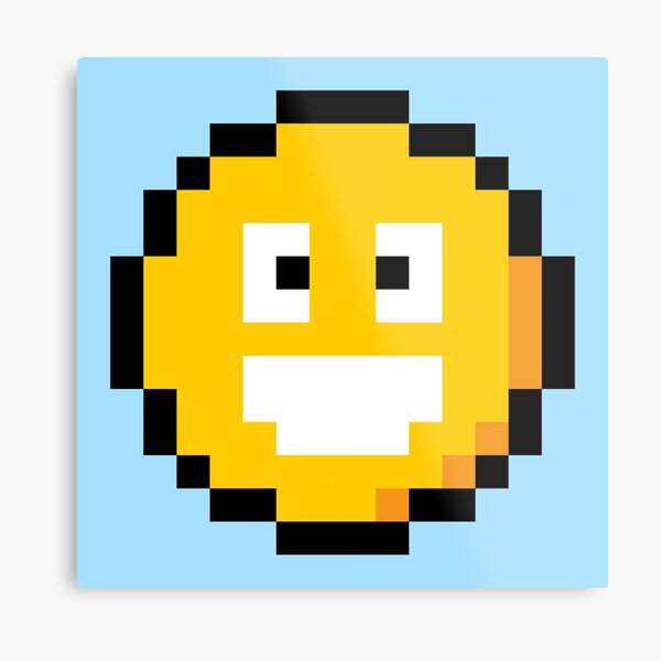Pixel Smiley Metal Print
