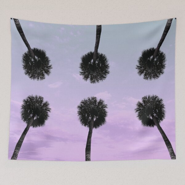 Item preview, Palm Tree with Purple Blue Sunset Ombre Sky designed and sold by MarzStudio.