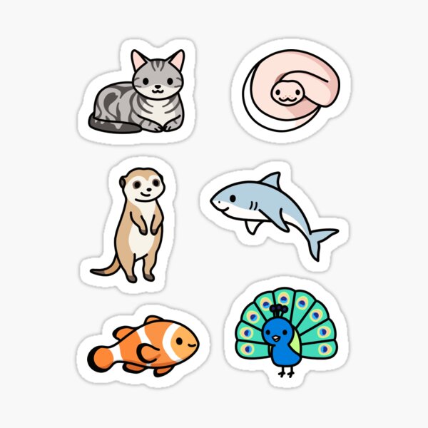 Cute Animal Sticker Pack qty 8 Cute Stickers for Animal Lovers