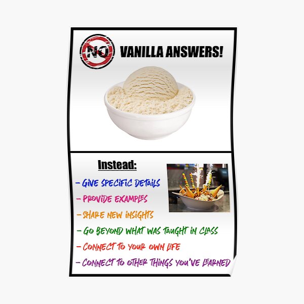 No Vanilla Answers! Poster
