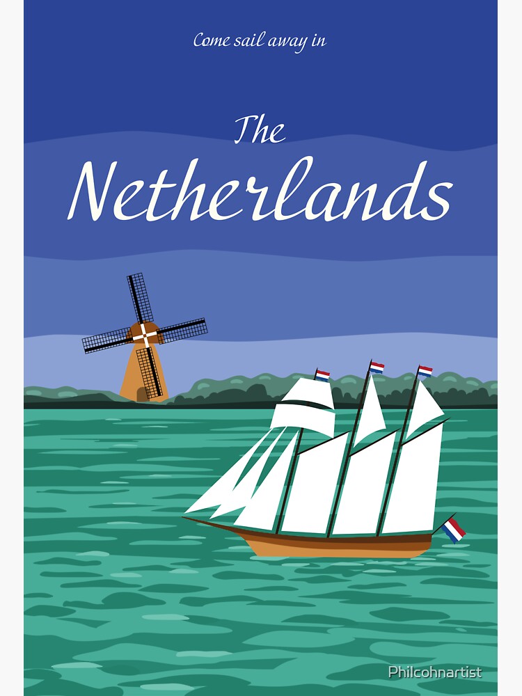 Vintage Netherlands Travel Poster by Philcohnartist