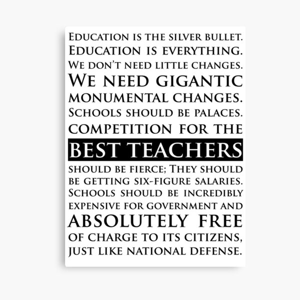 The West Wing - Education Speech Sam Seaborn (White Background) Canvas Print