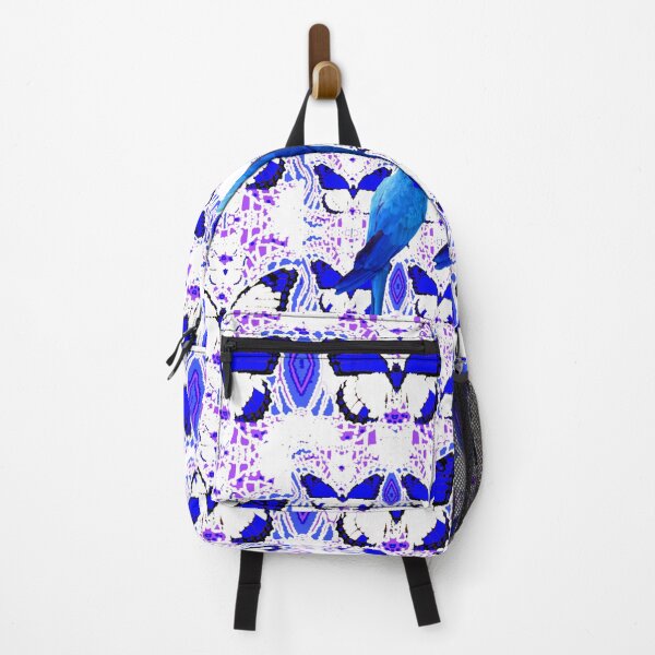 Item preview, Tropical blue macaws & blue butterflies white art patterns designed and sold by sharlesart.