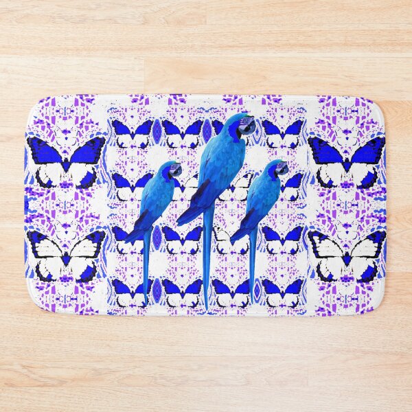 Item preview,  Tropical blue macaws & blue butterflies white art patterns designed and sold by sharlesart.