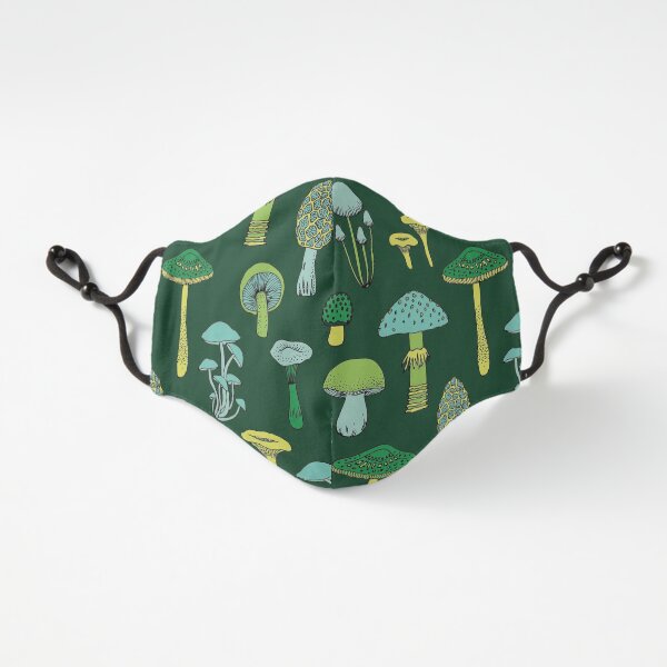 Midnight Mushrooms - Green - fun fungus pattern by Cecca Designs Fitted 3-Layer
