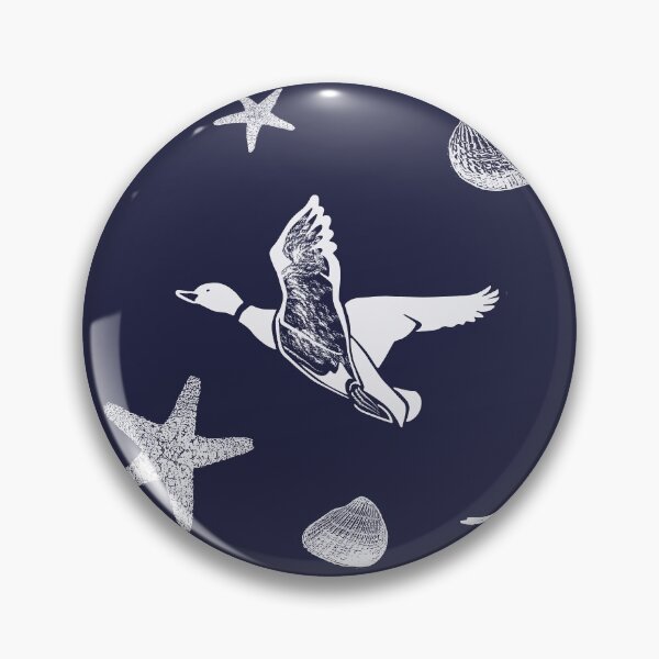 Item preview, White Shells and Ducks Pattern in Navy Blue and White designed and sold by DeAnna Hickman.
