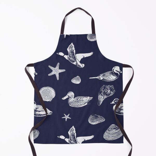 Item preview, White Shells and Ducks Pattern in Navy Blue and White designed and sold by DeAnna Hickman.