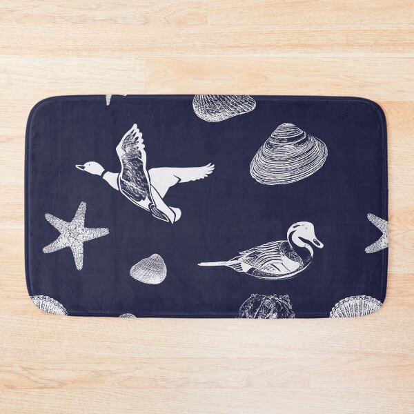 Item preview, White Shells and Ducks Pattern in Navy Blue and White designed and sold by DeAnna Hickman.