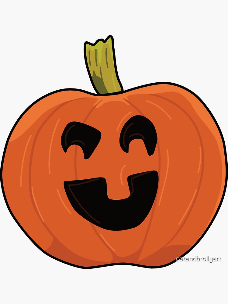 Laughing Pumpkin - Black Background by catandbrollyart