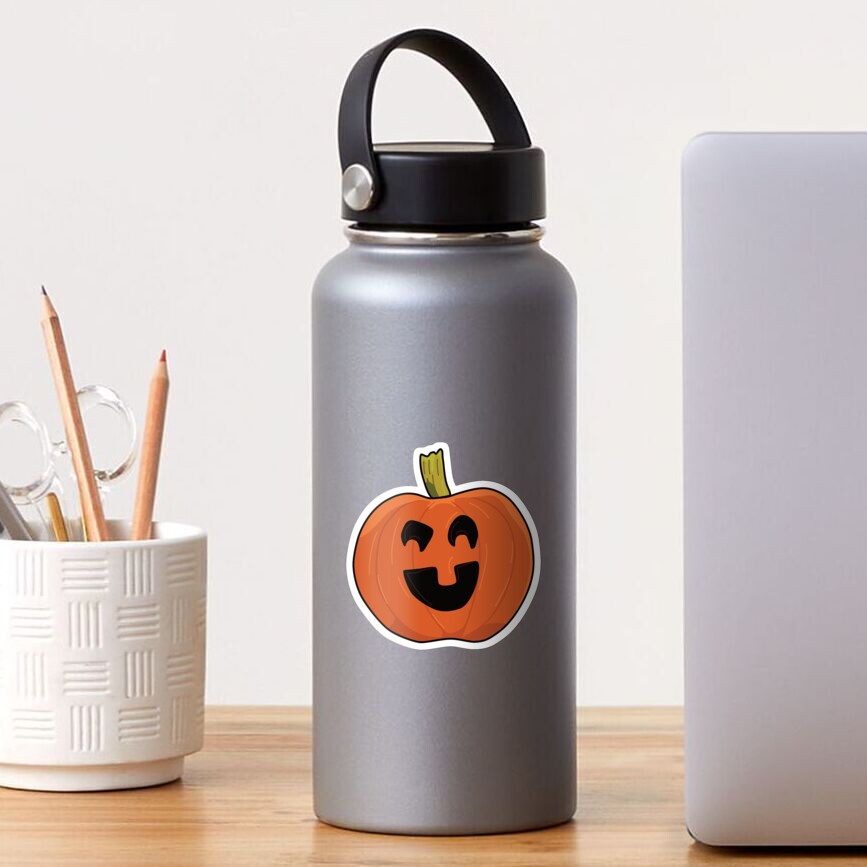 Laughing Pumpkin - Black Background Sticker