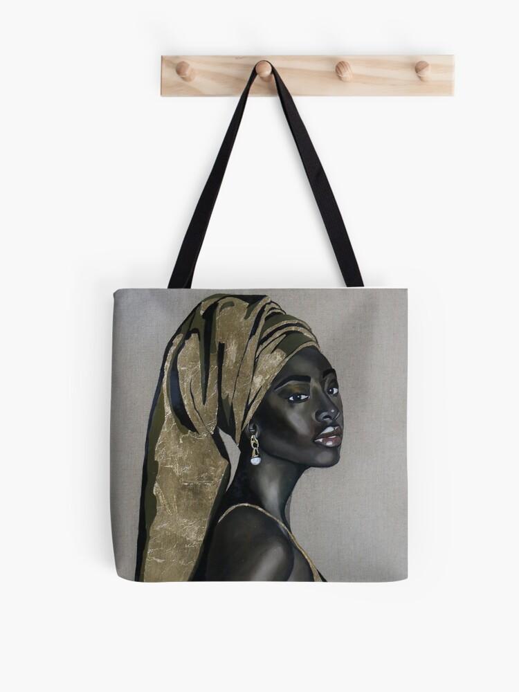 Thumbnail 1 of 2, Tote Bag, Black girl with that pearl earring designed and sold by mikelahl.