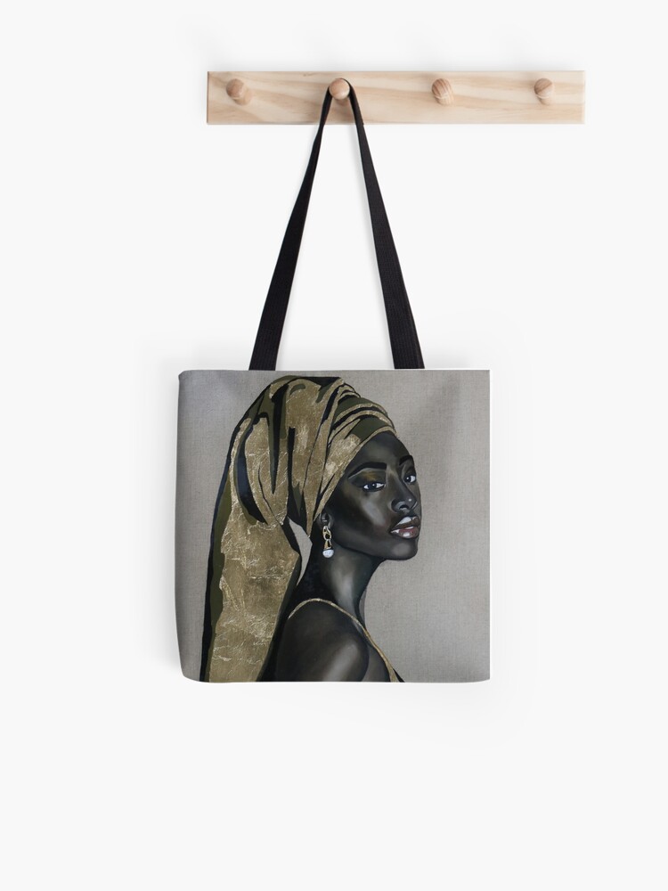 Thumbnail 1 of 2, Tote Bag, Black girl with that pearl earring designed and sold by mikelahl.