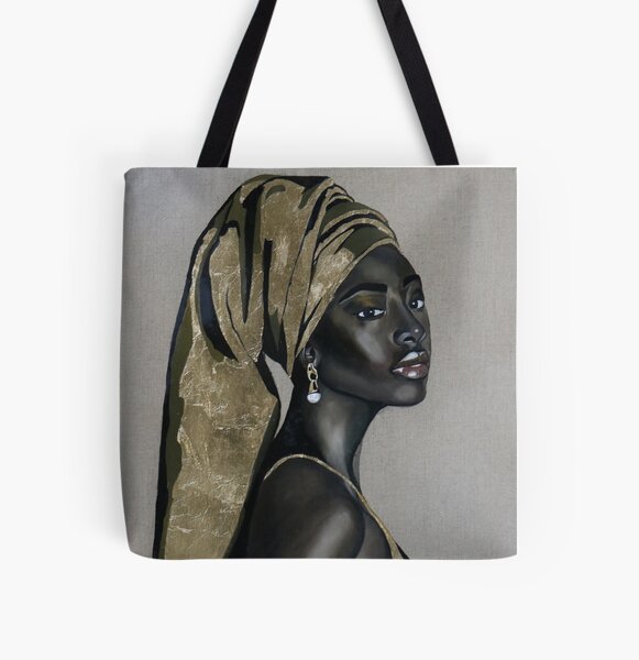 Black girl with that pearl earring All Over Print Tote Bag