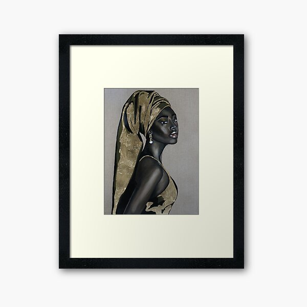 Black girl with that pearl earring Framed Art Print